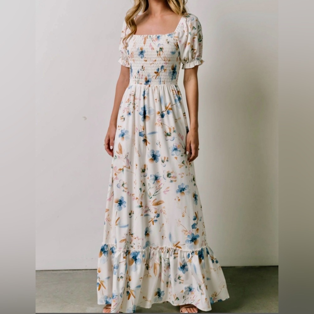 NWT Baltic Born Capri Smocked Floral Maxi Dress Size Medium - Picture 2 of 14